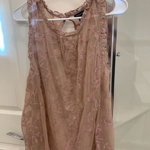 Torrid floral sheer tank top blouse, blush color